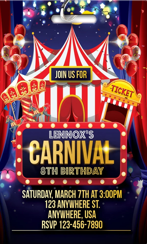 Carnival Theme Video Invitations 