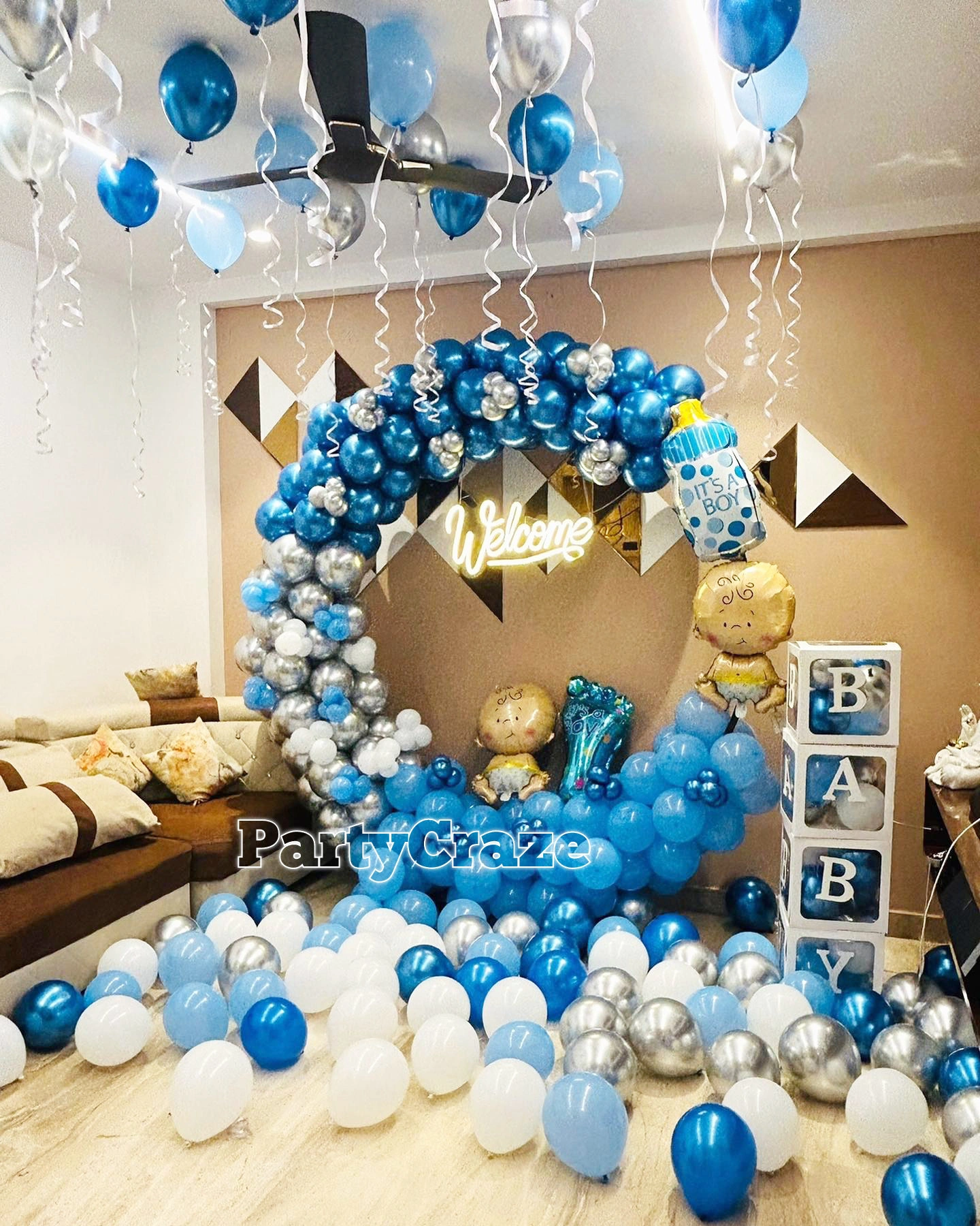 Décorations De Fête Prénatale Pour Garçon – Kit De Guirlande De Ballons Bleus, 124 Ballons Macarons En Latex Bleu, Ballons à Confettis, Bande De Guirlande De Ballons Pour Décoration De Fête