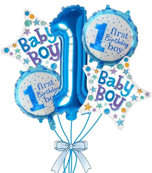 First Birthday Baby Boy Foil 