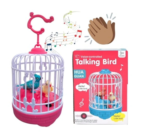 Narmu Toys Bird Cage Toys Voice Controlled Talking Birdcage Toy Natural Look Beautiful Electronic 
