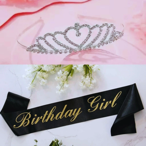 Birthday Party Tiara Crown and Sash for girls