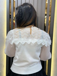 SKU 2293 Beautiful Knitted Top - White, Free Size M To XXL