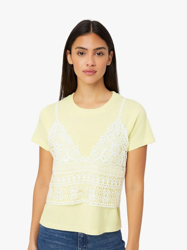 SKU 2298 Beautiful Knitted Top - Free Size M To XXL, Lemon