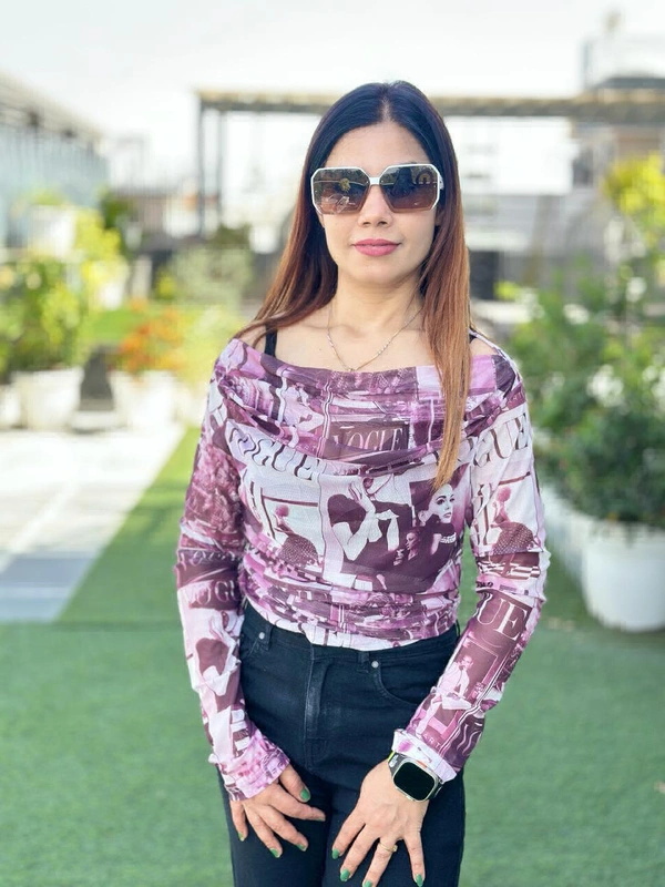 Beautiful Mesh Printed Net Top