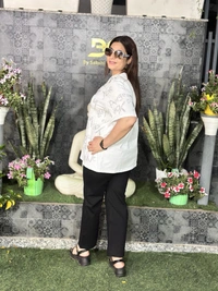 SKU 1173 Sequins Plus Size T-shirt - White, Free Size L To 4XL