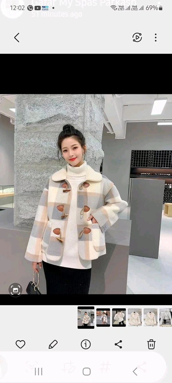 SKU 1452 Beautiful Coat With Big Button - Brown, Free Size M TO XL