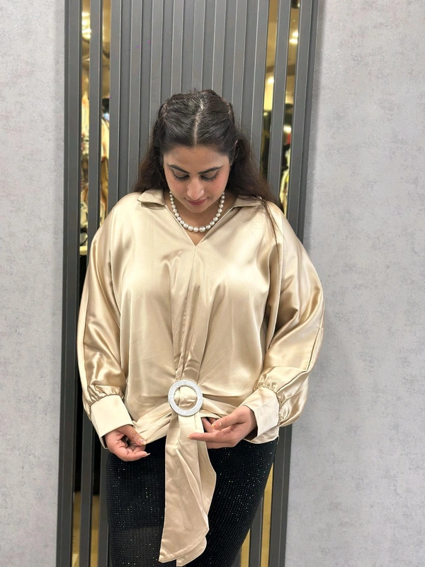 Elegant Satin Draped Top