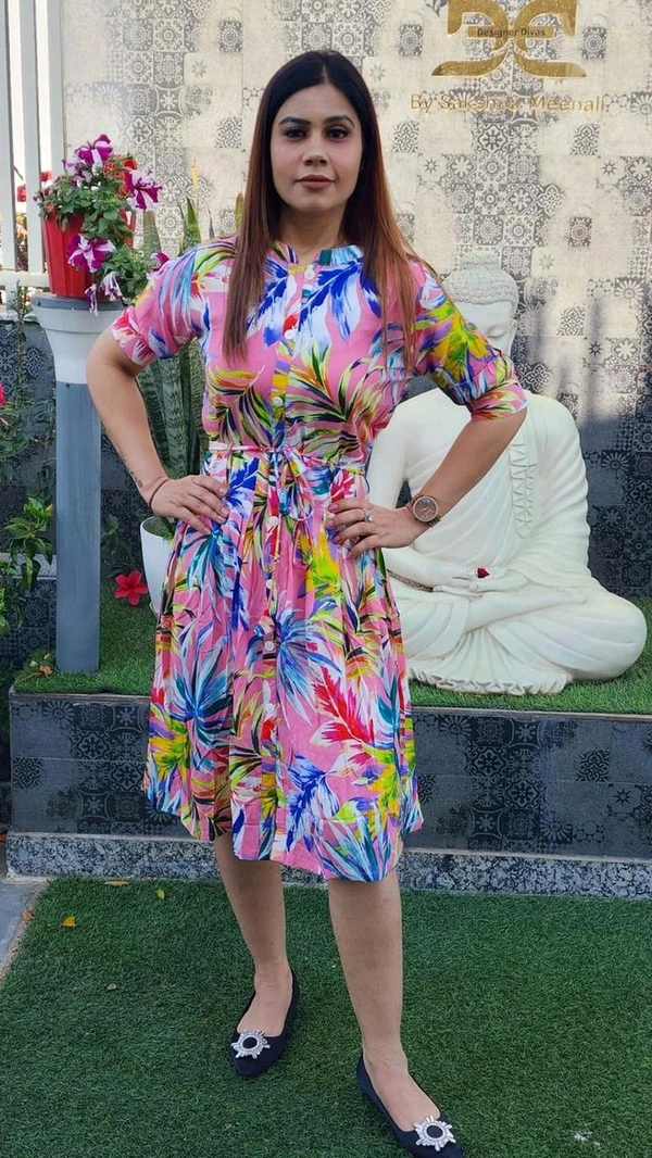 SKU 1607 Beautiful Florescent Tunic - Free Size M TO XXL