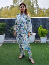 SKU 1612 Beautiful Pathan Printed Cordset - Off White, Free Size M TO XL