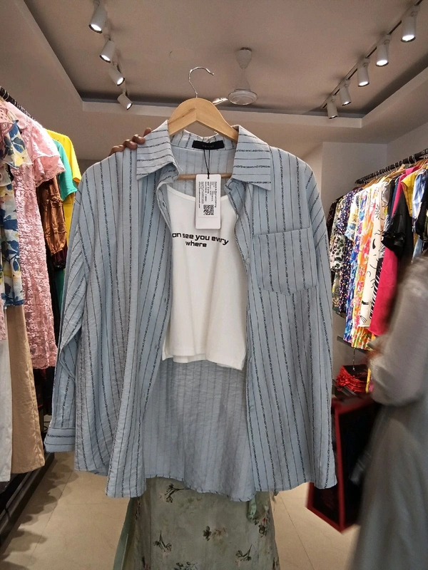 SKU 1661 Beautiful Two Piece Shirt - Blue, Free Size M TO XXL