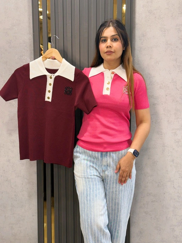 SKU 1739 Beautiful Knitted For Office Wear - Maroon, Free Size M TO XL