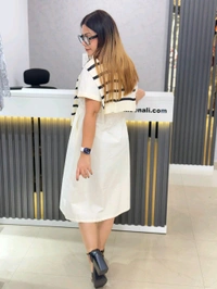 SKU 1725 Beautiful Dress With Net Detailing - Cream, Free Size M TO XL