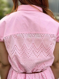 SKU 1198 Shcfilly Cotton Dress With Lining Ang Belt - Free Size M TO XXL, Pink
