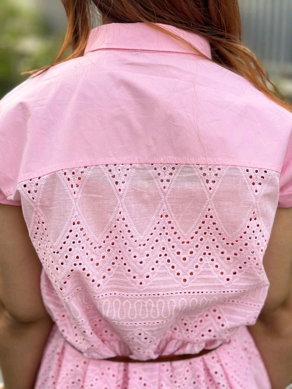SKU 1198 Shcfilly Cotton Dress With Lining Ang Belt - Free Size M TO XXL, Pink