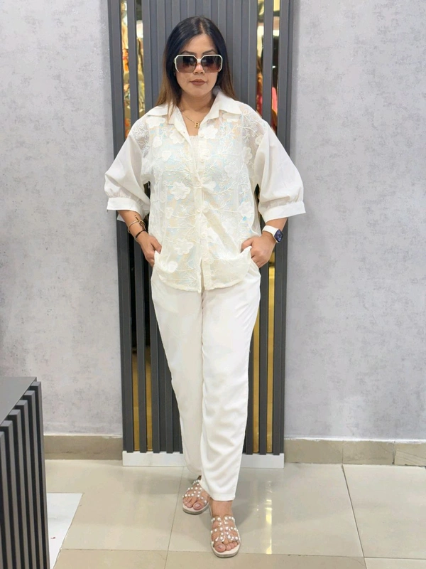SKU 1630 Beautiful 3 Piece Cordset - White, Free Size M TO XL