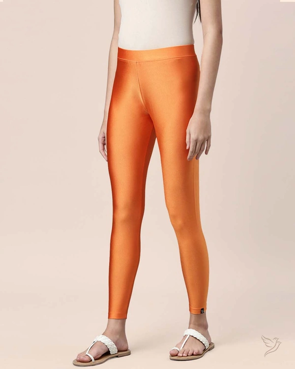 SKU 1605 Beautiful Metallic Jegging - Free Size M TO XXL, Web Orange