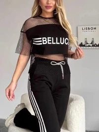 SKU 1794 Mesh Magic Co-ord Set - Black, Free Size M TO XXL