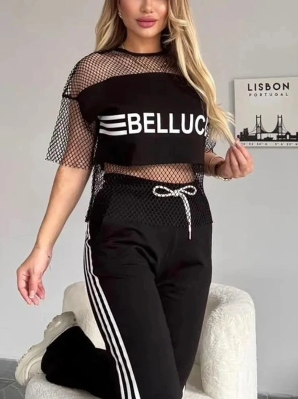 SKU 1794 Mesh Magic Co-ord Set - Black, Free Size M TO XXL