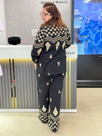 SKU  1802 Beautiful Cordset With Embroidery - Black, Free Size M TO XXL