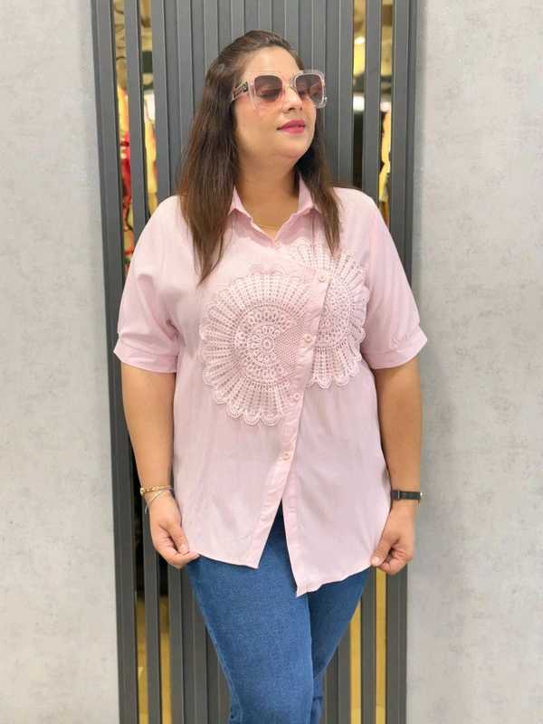 SKU  1809 Beautiful Shirt Witth Moon Design  - Pink Lace, Free Size M TO xxxl