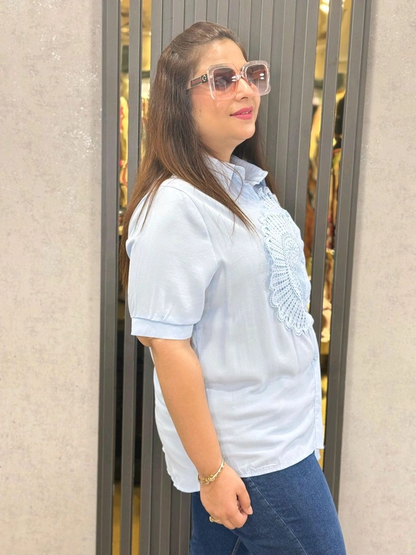 SKU  1809 Beautiful Shirt Witth Moon Design  - Light Blue, Free Size M TO xxxl