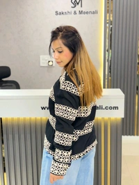 SKU  1821 Embroidered Pastel Paisley Shirt - Black, Free Size M TO XL