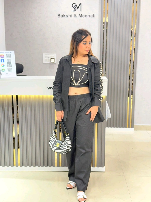 SKU  1825 Beautiful 3 Peice Cordset  - Black, Free Size M TO XXL