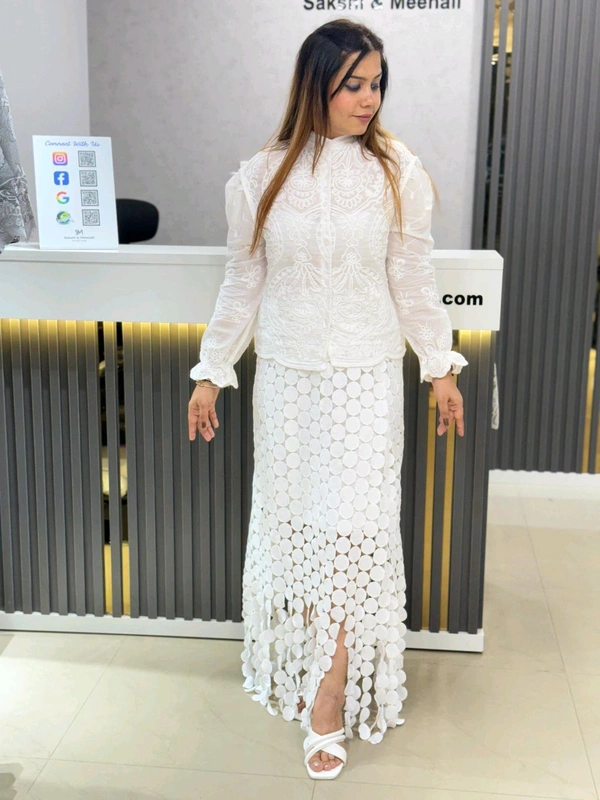 SKU 1835 Glam in Circles: Designer Dress - White, Free Size M TO XL