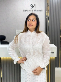 SKU 1835 Glam in Circles: Designer Dress - White, Free Size M TO XL