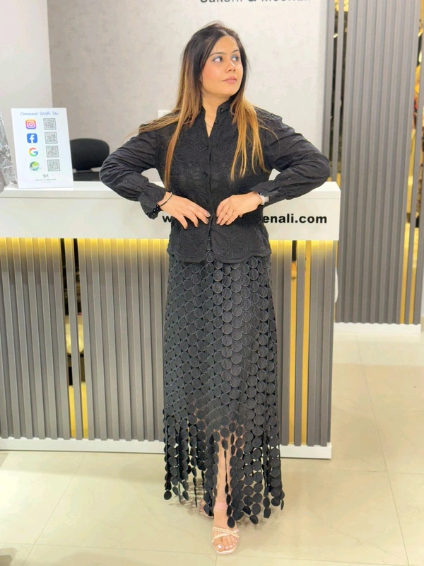 SKU 1835 Glam in Circles: Designer Dress - Black, Free Size M TO XL