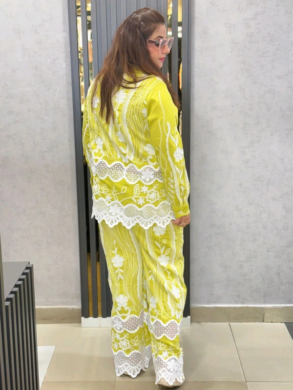 SKU 1817 Beautiful Embroidered Cords With Lace Detailing  - Free Size M TO XXL, Lime