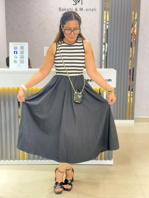 SKU 1844 Korean Style Dress - Black, Free Size M TO XXL