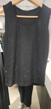 SKU 1604 Beautiful Sequin Sandoz - Free Size M TO XXXL, Black With Gold