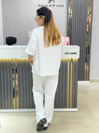 SKU 1872 Beautiful Cordset With Handbag Detailing - White, Free Size M To 3XL