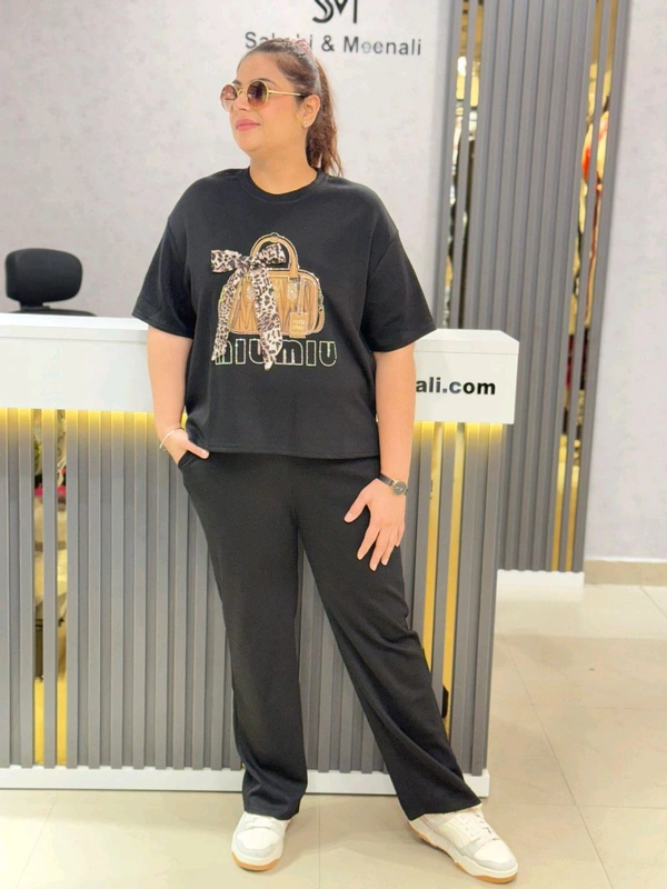 SKU 1872 Beautiful Cordset With Handbag Detailing - Black, Free Size M To 3XL