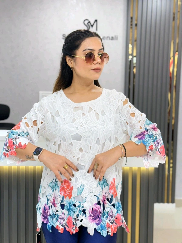 SKU 1861 Beautiful Florescent Top    - Red, Free Size M TO XL