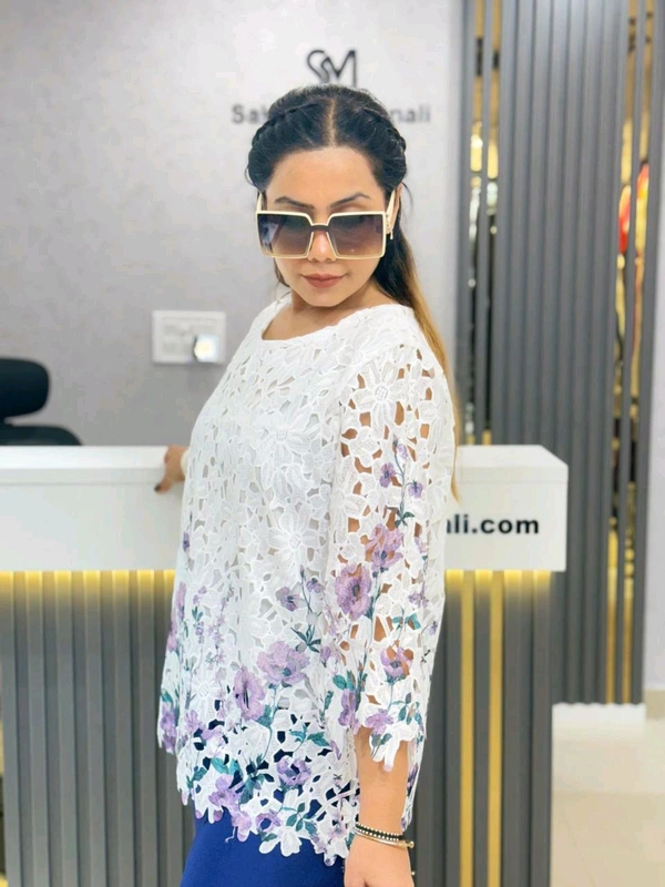 SKU 1861 Beautiful Florescent Top    - Violet, Free Size M TO XL