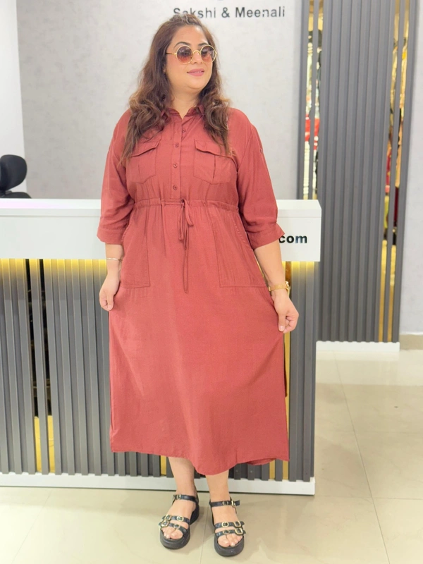 SKU 1876 Elegant Dress For Plus Size - Marron, Free Size L To 5xl