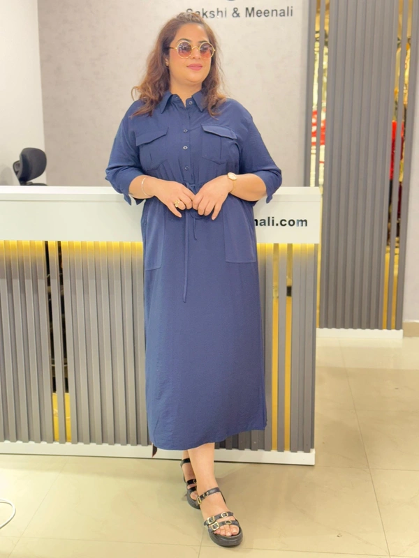 SKU 1876 Elegant Dress For Plus Size - Free Size L To 5xl, Navy Blue
