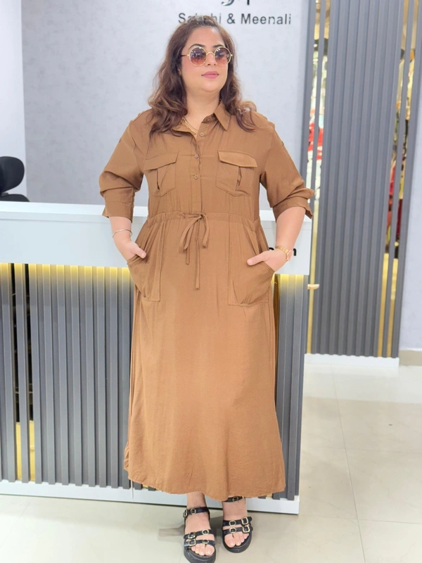 SKU 1876 Elegant Dress For Plus Size - Free Size L To 5xl, Brown