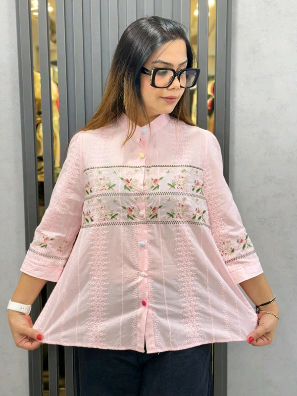 SKU 1877 Beautiful Embroidered Top - Free Size M To Xl, Pink