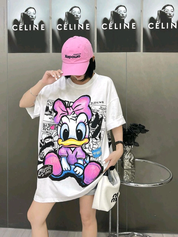 SKU 1878 Beautiful Printing Tee I Plus Size - Free Size L To 5xl, White