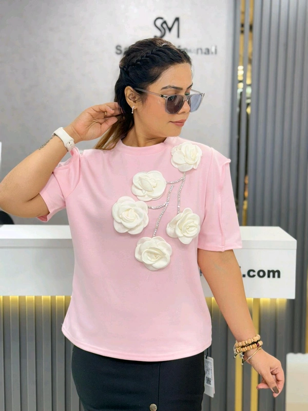 SKU 1882 Beautiful Party Wear Top - Free Size M To Xl, Pink