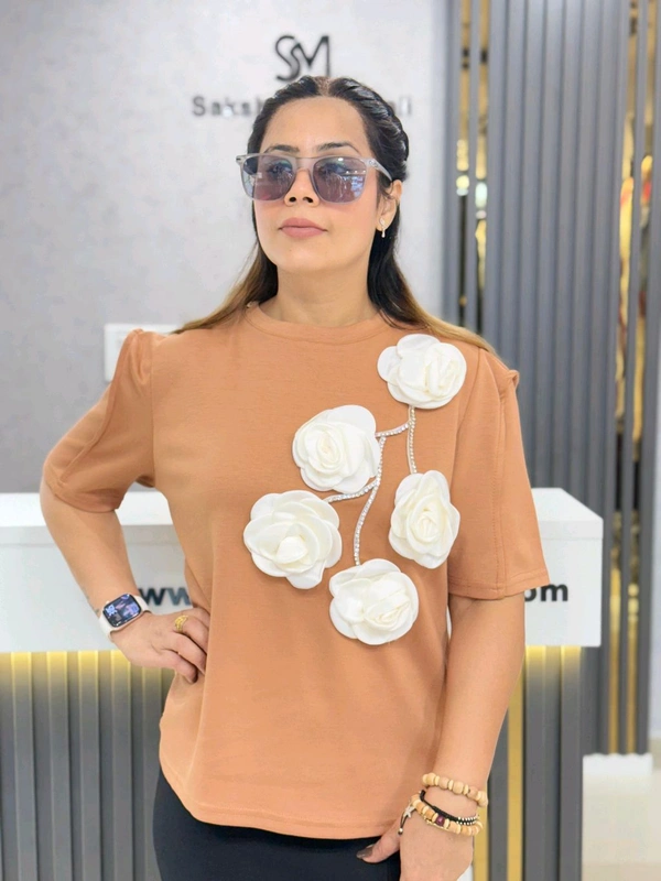 SKU 1882 Beautiful Party Wear Top - Free Size M To Xl, Brown
