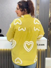 SKU  1890 Beautiful Shirt With Heart And Sequin  - Free Size M To XXXL, Yellow