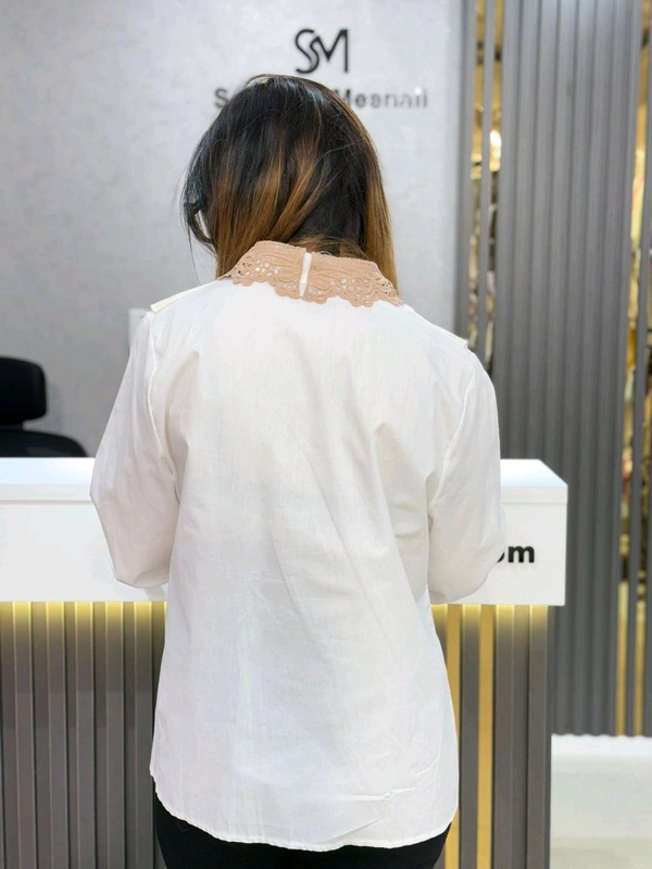 SKU  1893 Beautiful Shirt With Lace Embroidery  - Brown, Free Size M To XL
