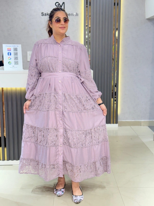 SKU  1906 Plus Size Dress With Sequin Detailing  - Free Size XL To 6XL, Light purple
