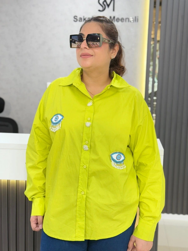 SKU  1926 Beautiful Shirt With Evil Eye Detailing  - Free Size M To 4xl, Neon Green