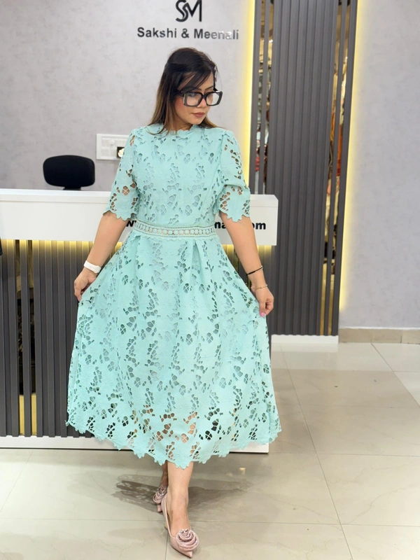 SKU  1923 Beautiful Hakoba Dress - Free Size M To XL, Shadow Green