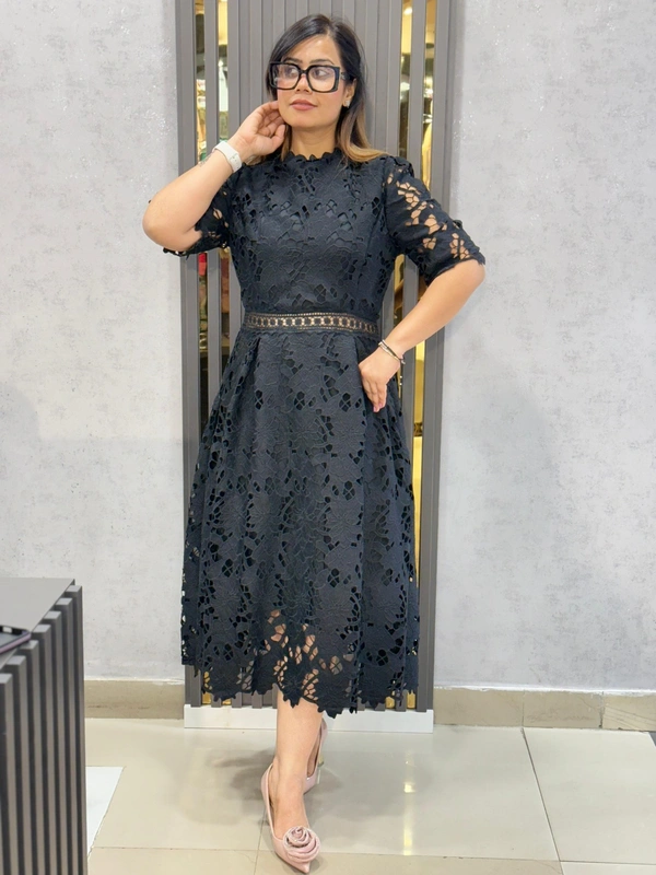 SKU  1923 Beautiful Hakoba Dress - Free Size M To XL, Black